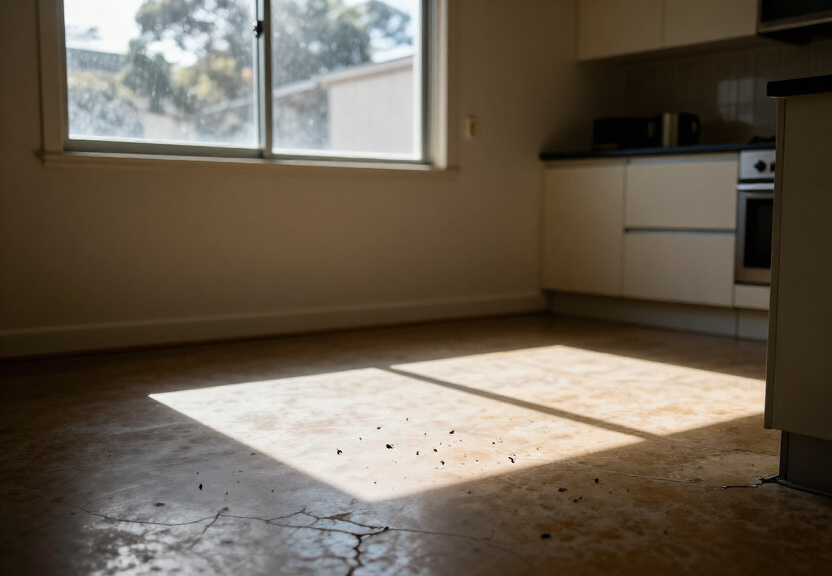 Rodent droppings in a Woolooware garage before treatment